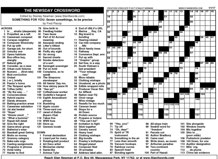 Printable Sunday Crosswords
