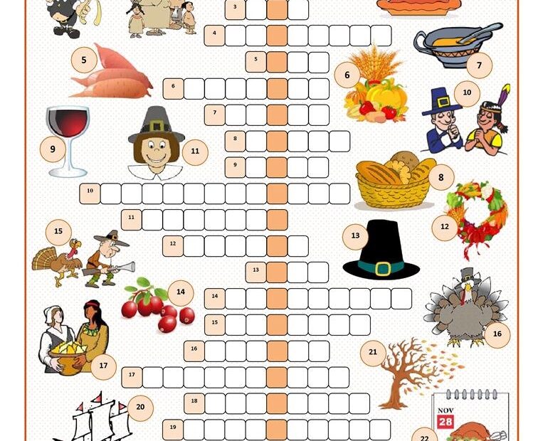 Printable Thanksgiving Puzzles For Adults Printable Crossword Puzzles