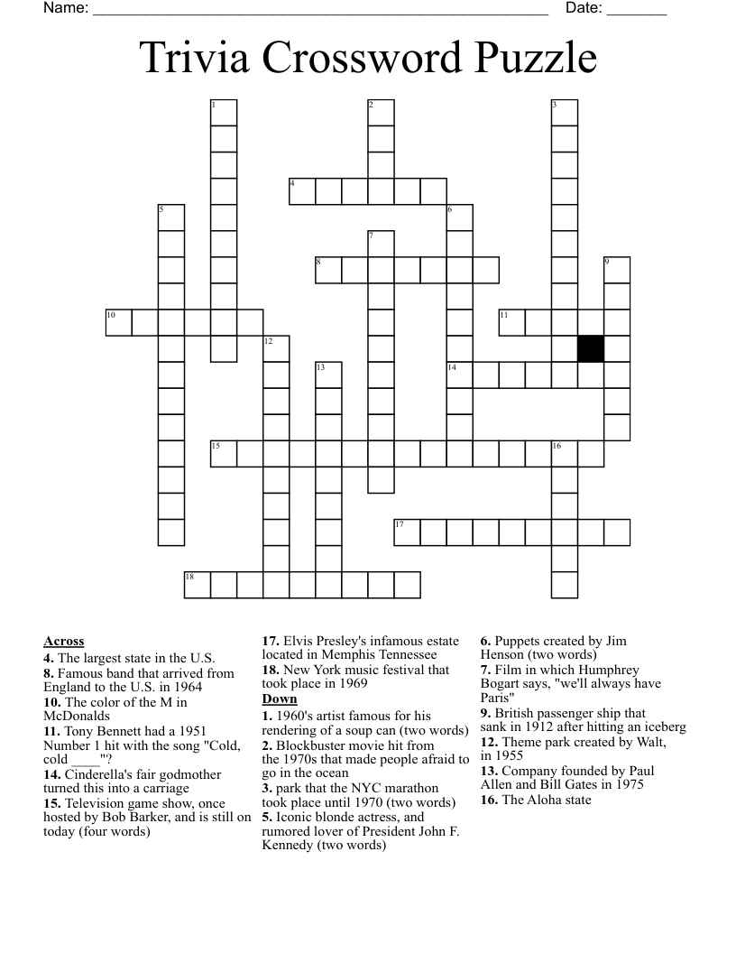 Printable Trivia Puzzles Printable Crossword Puzzles Vrogue co