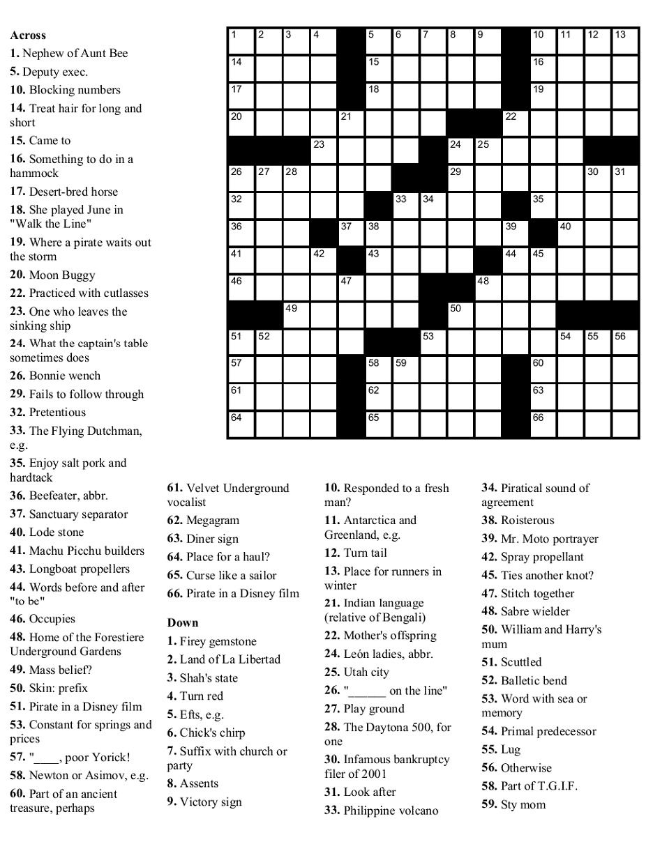 Printable Universal Crossword Timothy Parker Printable JD