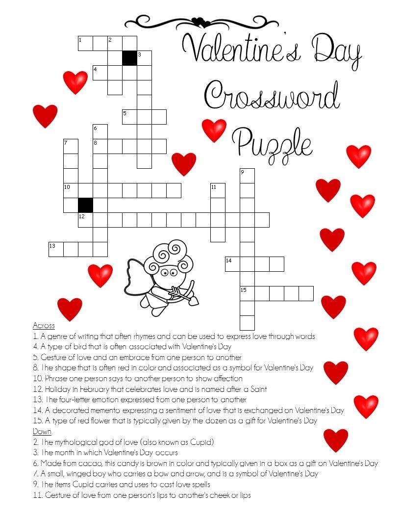 Printable Valentine 39 s Day Crossword Printable Word Searches