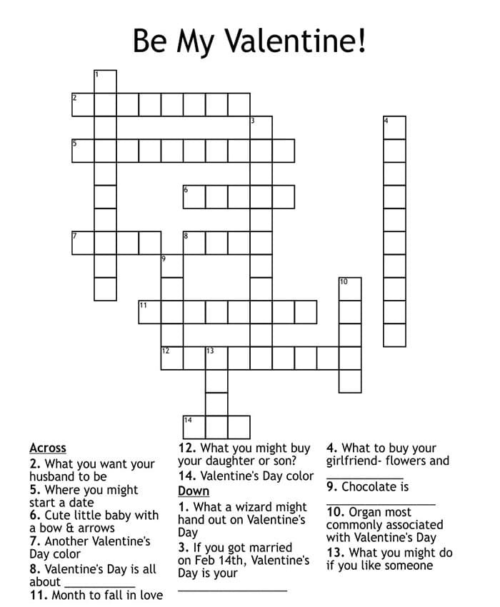 Printable Valentine Crossword Puzzles Boatload Free Download And 