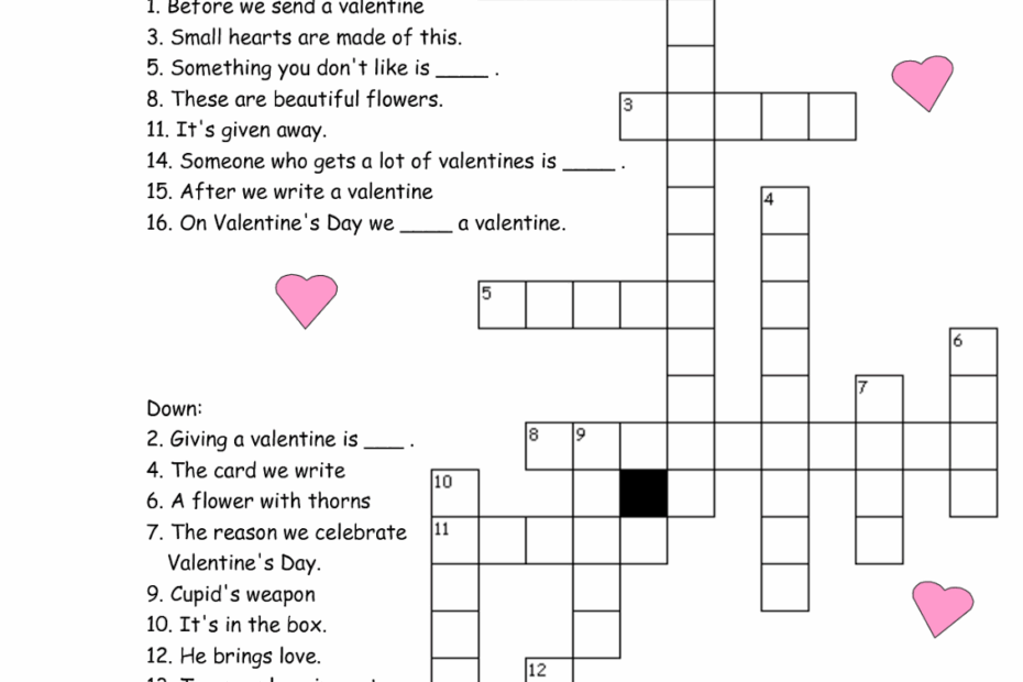 Printable Valentine Crossword Puzzles Printable Crossword Puzzles