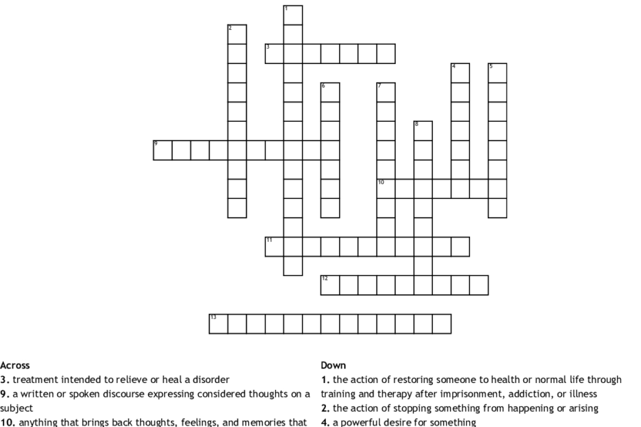 Printable Worksheets Printable Recovery Crossword Puzzles Printable