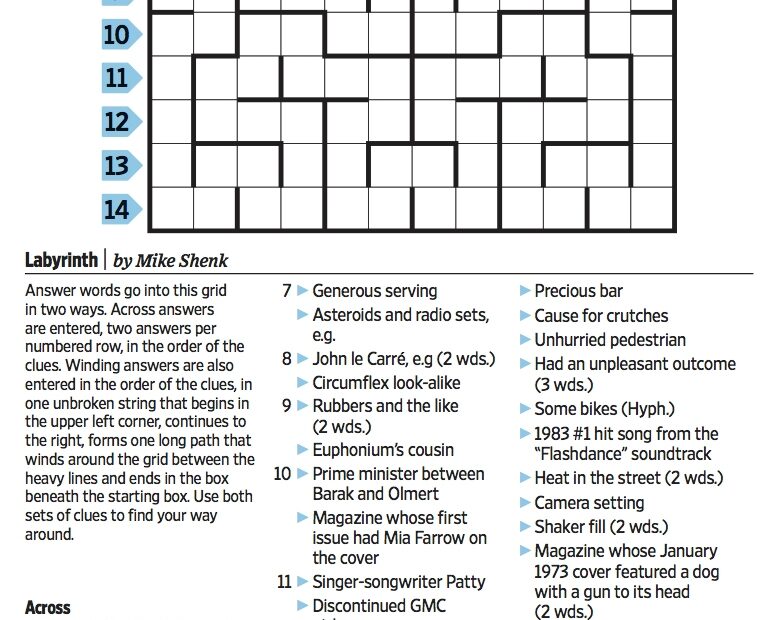 Printable Wsj Crossword Printable Crossword Puzzles