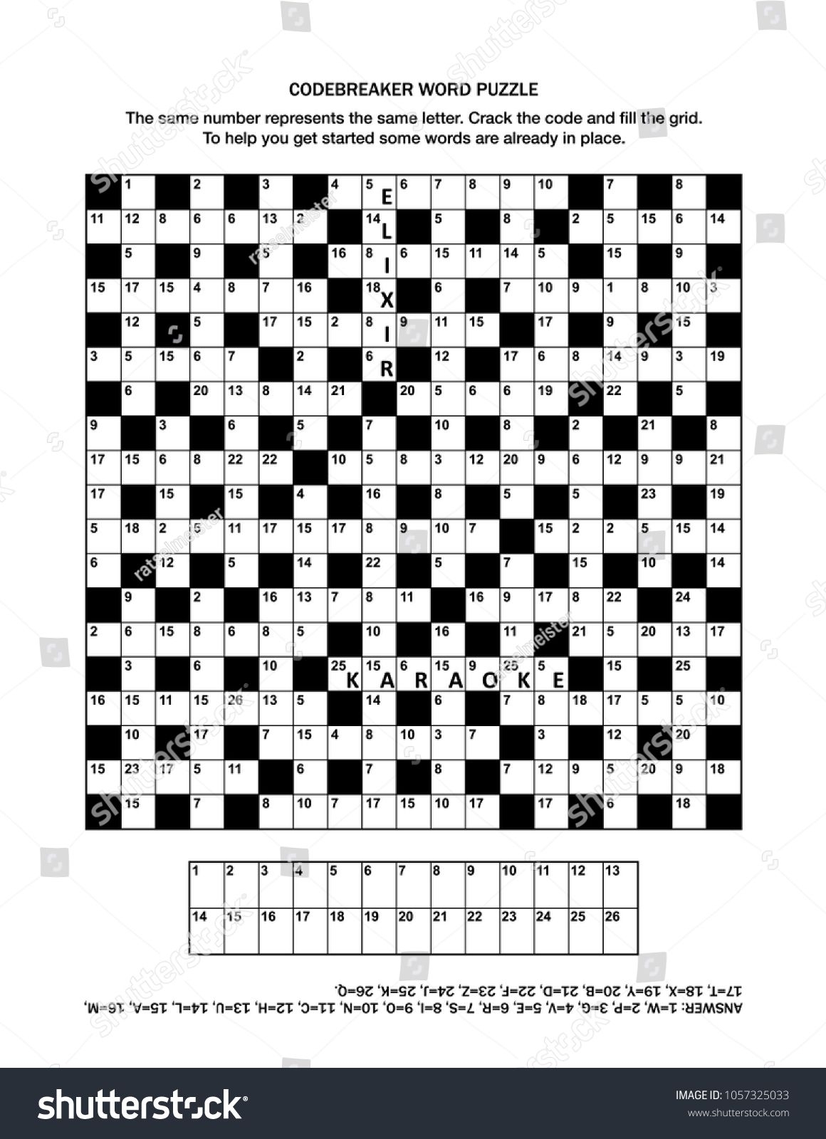 Puzzle Page Codebreaker Codeword Code Cracker Stock Vector Royalty 