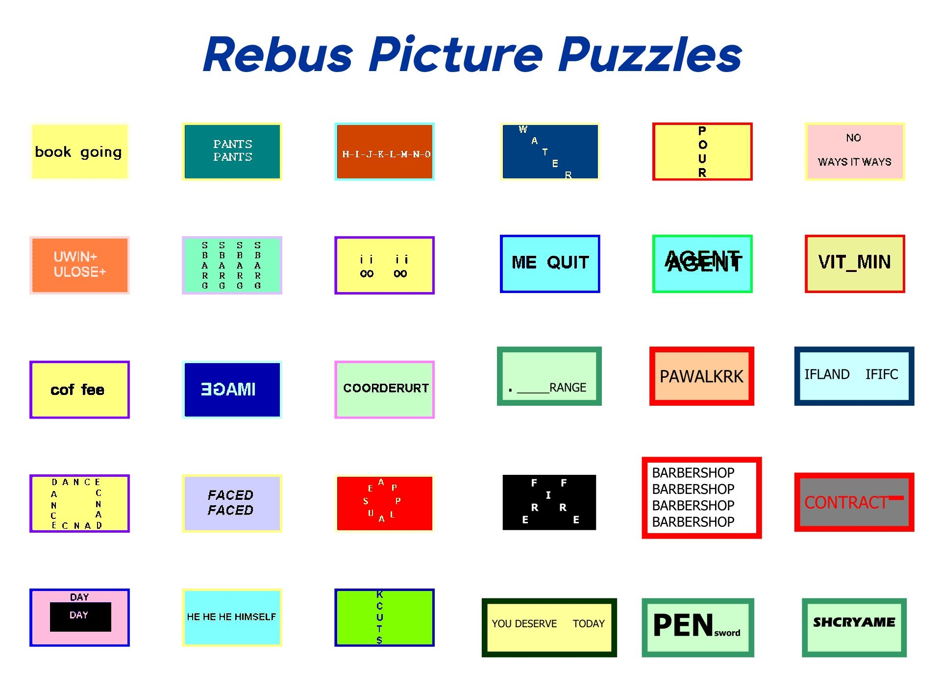 Rebus Puzzles With Answers 20 Free PDF Printables Printablee