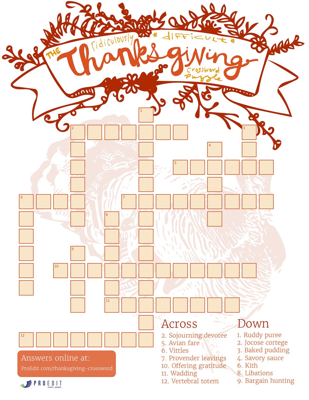 Ridiculously Difficult Thanksgiving Crossword Puzzle