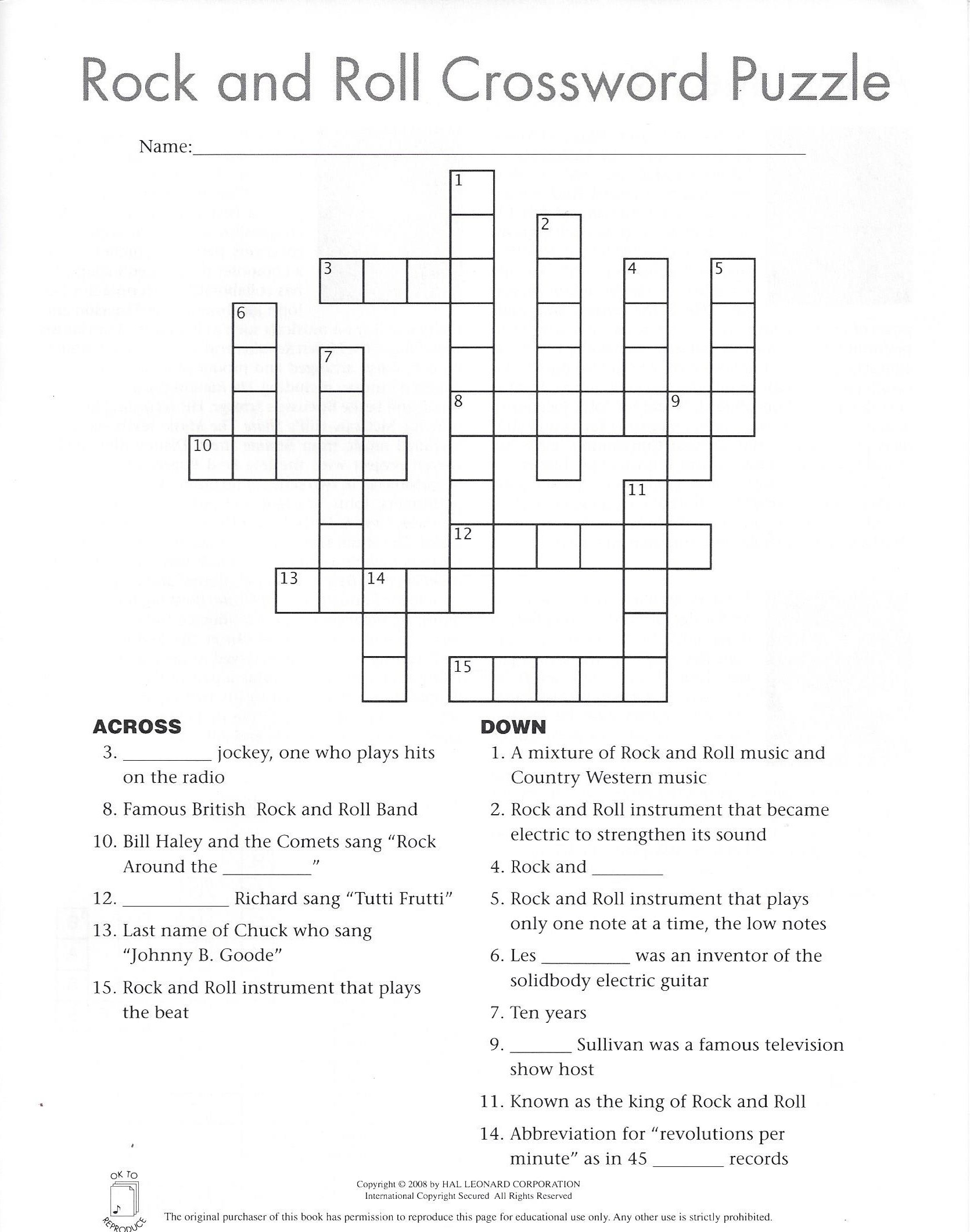 Rocks Crossword Puzzle Printable Printable Crossword Puzzles