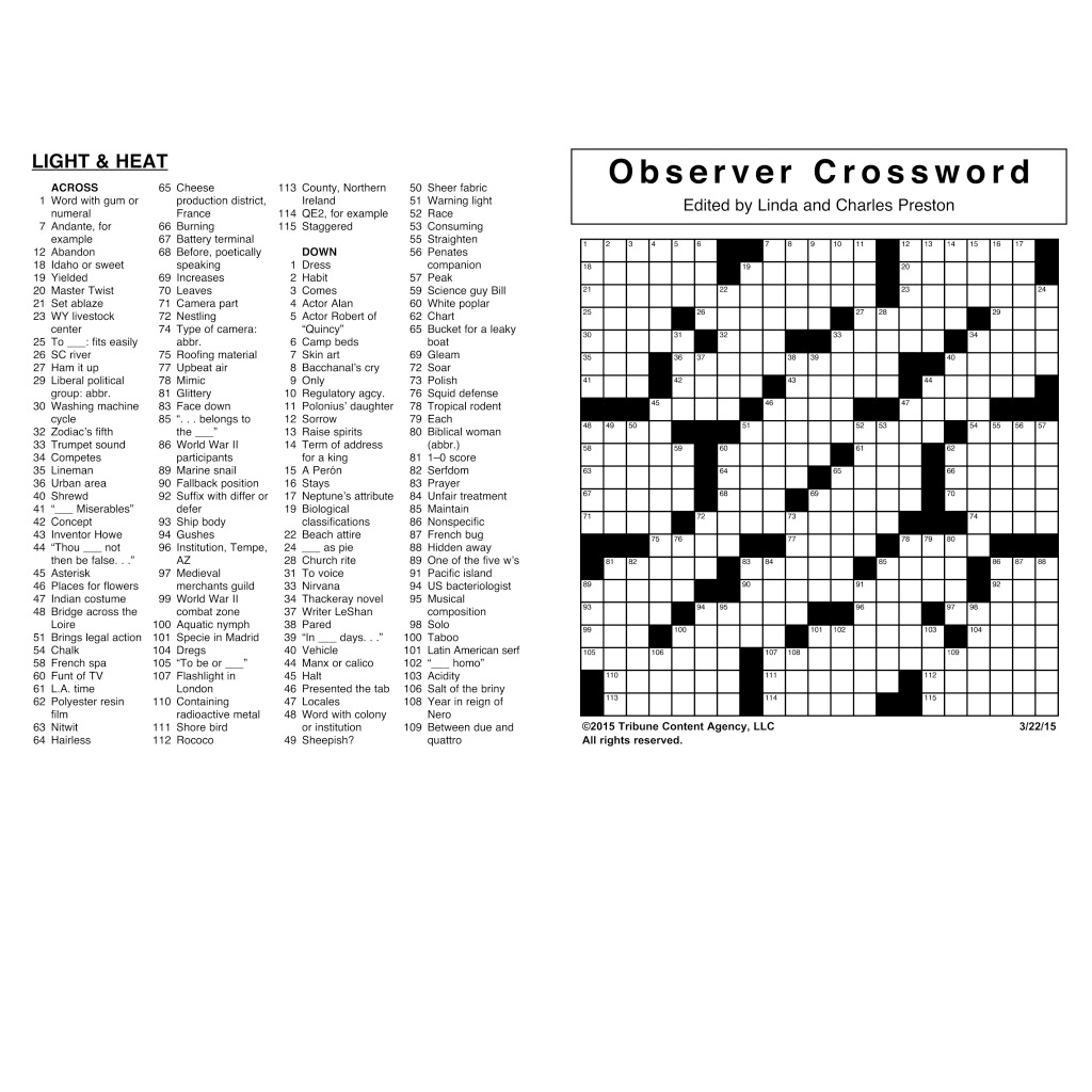 Sample Of Horizontal Observer Crossword AsiafeatureIndia