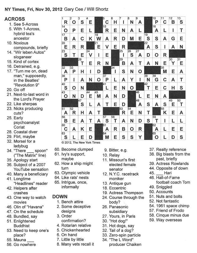 Seattle Times Crossword Printable
