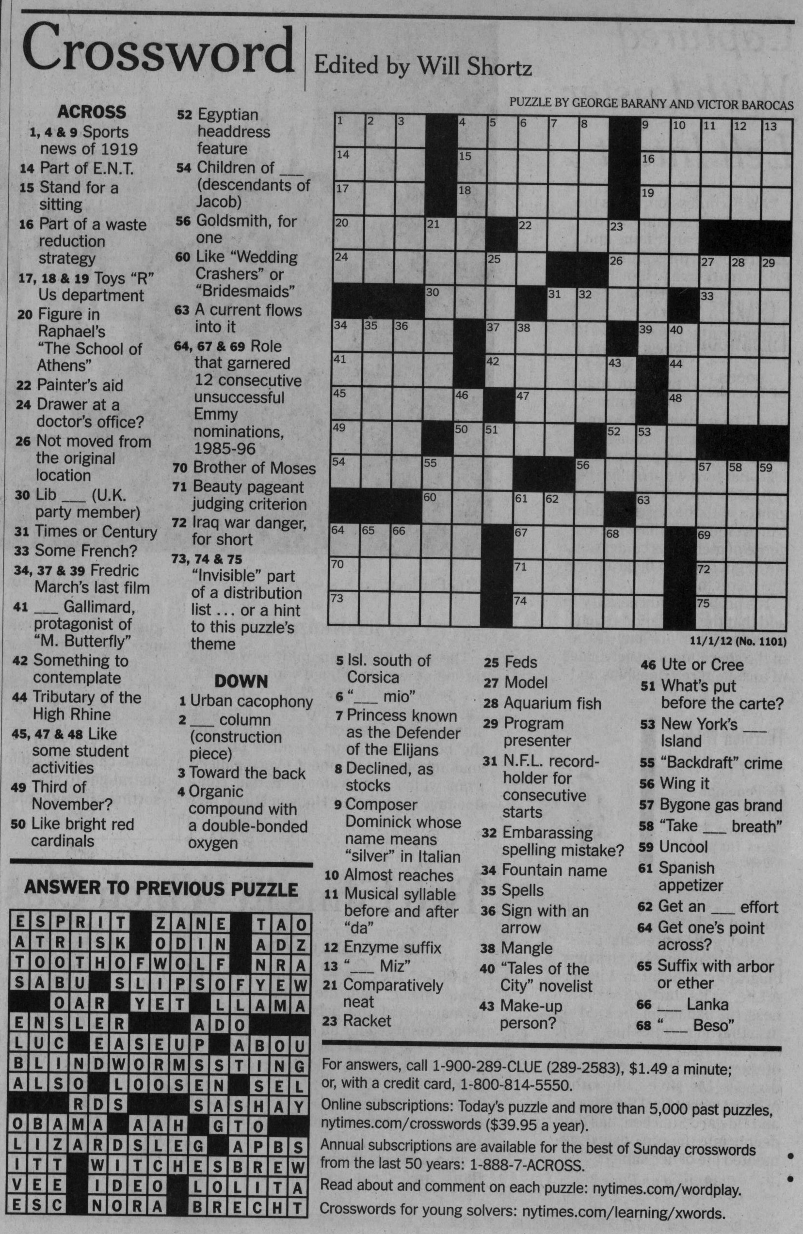 Seattle Times Crossword Puzzle 73