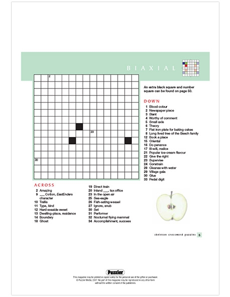Skeleton Crossword Printable Puzzle Puzzler 