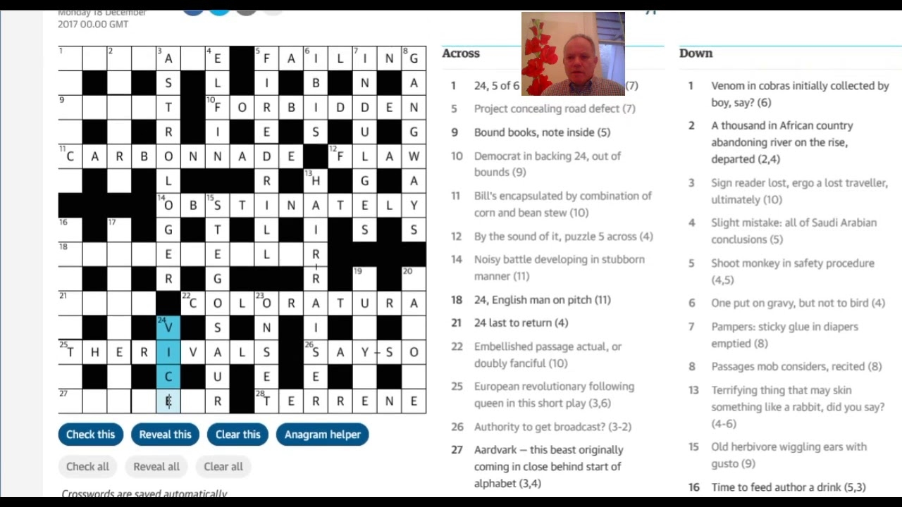 Solving The Guardian Crossword On 18th December YouTube Solving The Guardian Crossword On 18th December YouTube