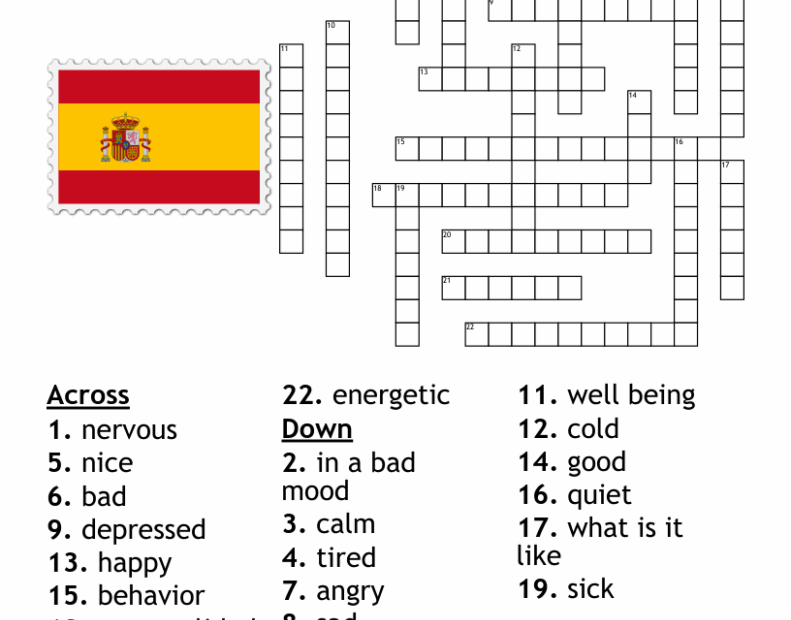 Spanish Crosswords Printable Template insidethehood