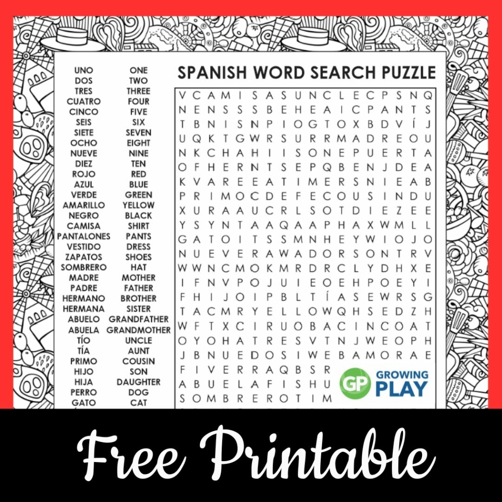 Spanish Word Search Puzzle Growing Play