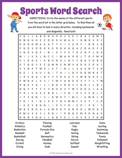 Sports Word Searches