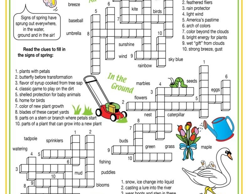 Spring Crossword Puzzle Printable Free Crossword Puzzles Printable