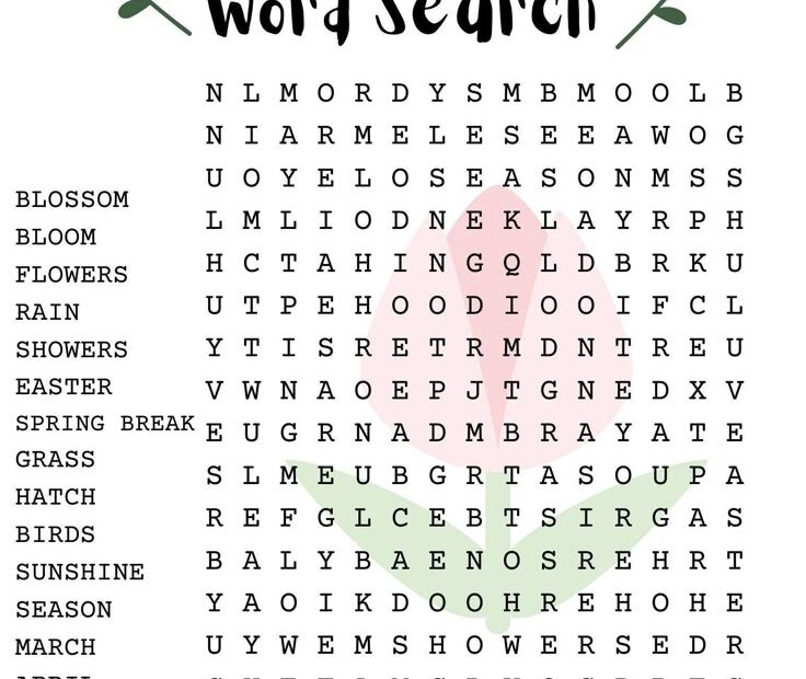 Spring Word Search Puzzle With Answer Sheet Seasonal Games Seasonal