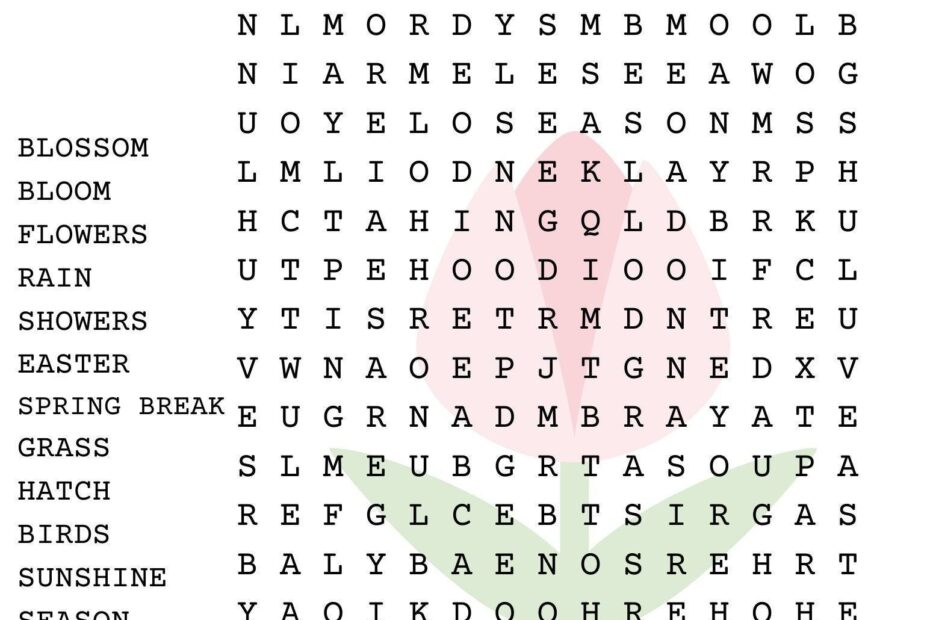 Spring Word Search Puzzle With Answer Sheet Seasonal Games Seasonal