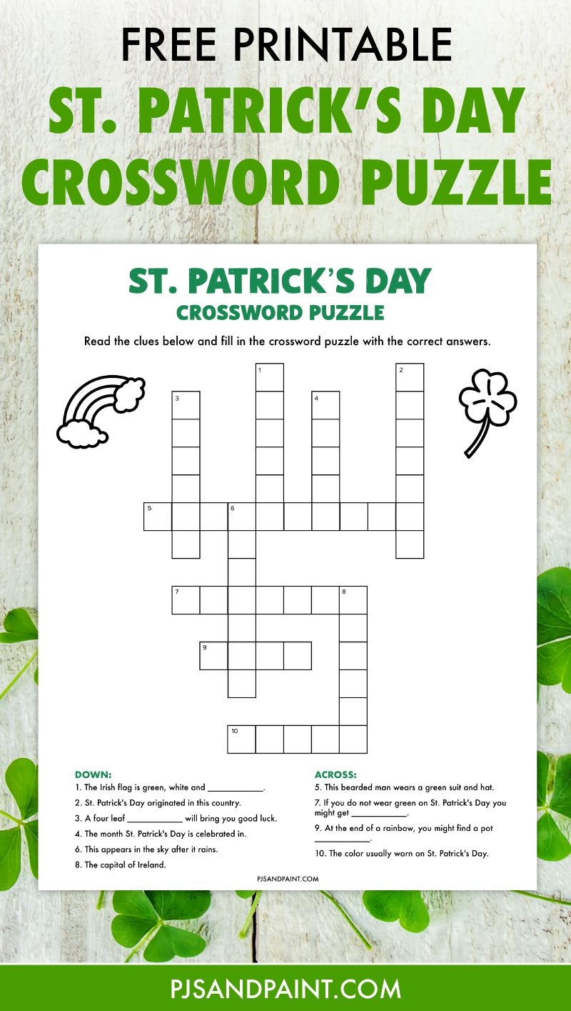 St Patrick S Day Crossword Puzzle Free Printable Game Artofit