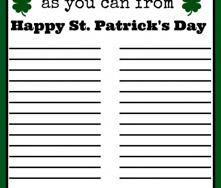 St Patrick S Day Crossword Puzzle Printable Printable Word Searches