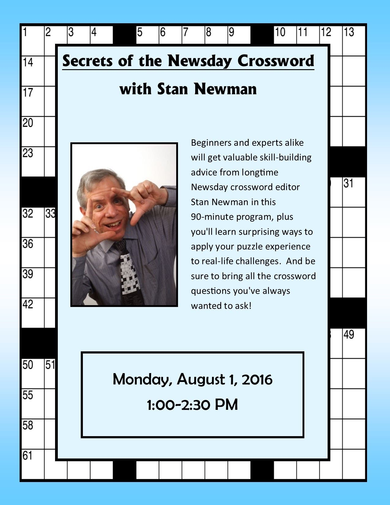 Stan Newman Newsday Crossword Editor Comes To East Hampton Library 