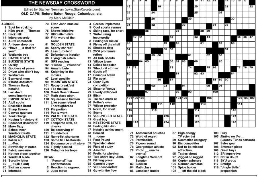 Stanley Newman Printable Crossword Puzzles