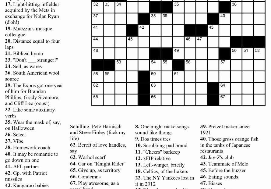 Star Ledger Crossword Puzzle Today Printable James Crossword Puzzles
