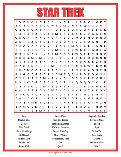 Star Trek Word Search