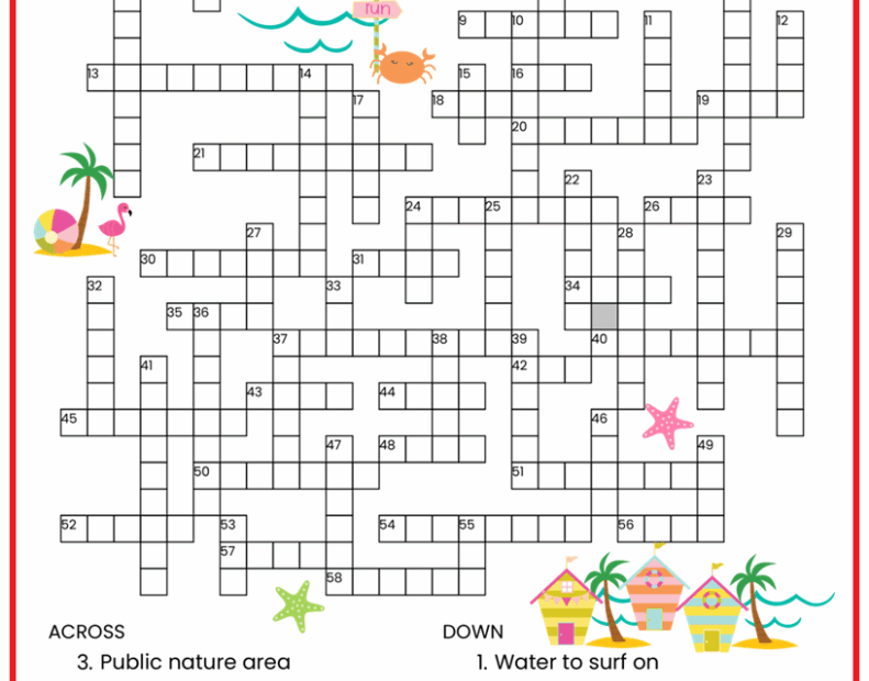 Summer Crossword Puzzle Puzzle Cheer