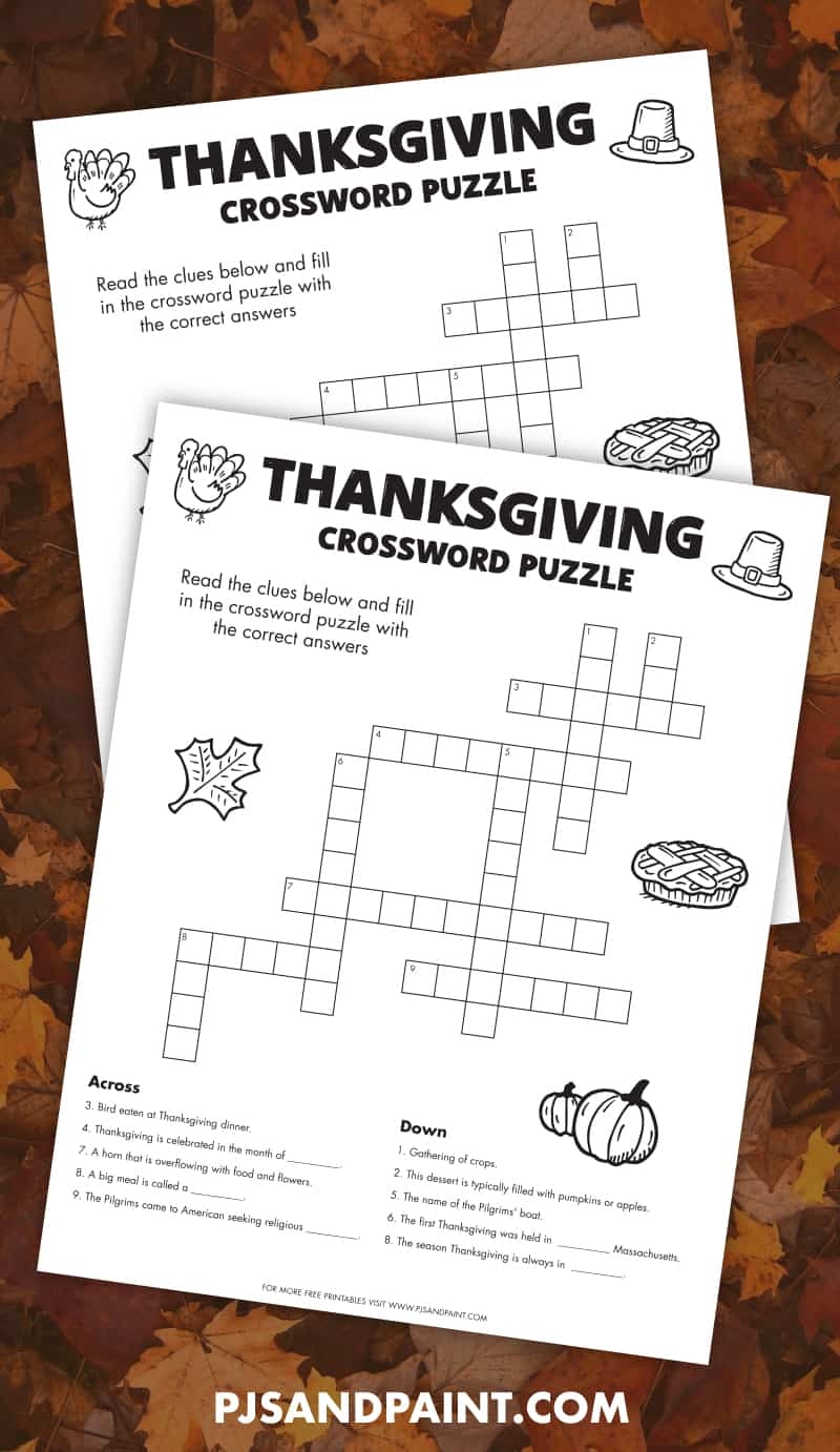 Thanksgiving Crossword Printable