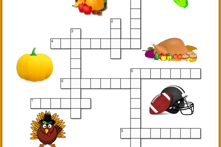 Thanksgiving Crossword Puzzle Printable