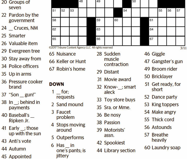 THE DAILY COMMUTER PUZZLE The Kansas City Star 3 11 2017 Printable
