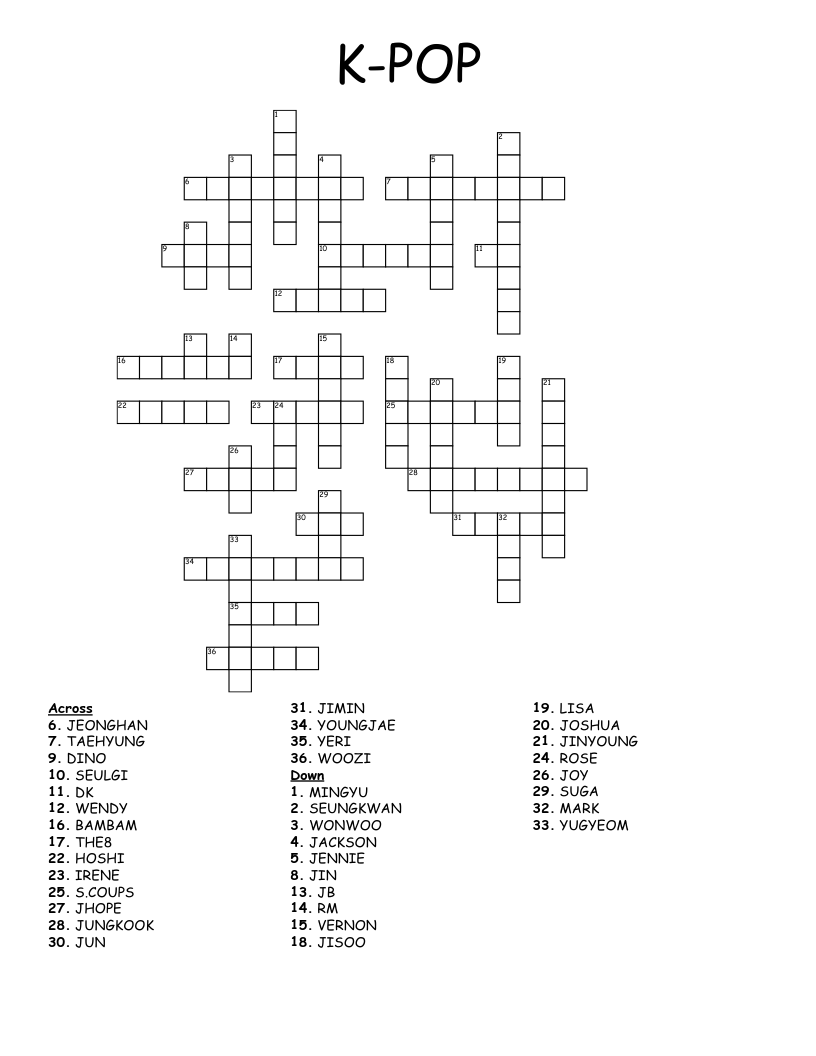 The K Of K Pop Crossword Clue BAHIA HAHA