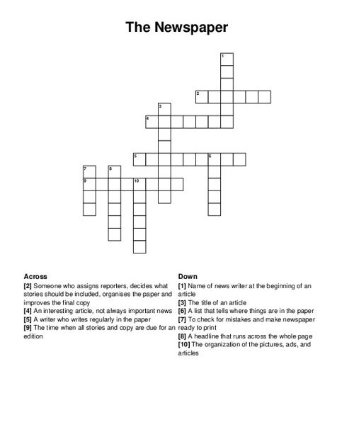 The Newspaper Crossword Puzzle