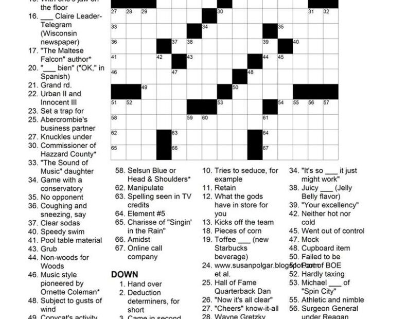 Thomas Joseph Crossword Puzzles Printable Free Crossword Puzzles