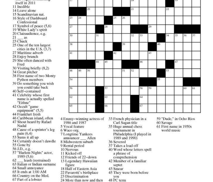 Toronto Star Premier Crossword Puzzle James Crossword Puzzles