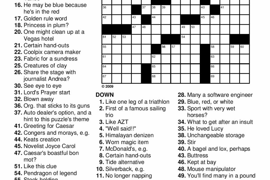 Trivia Crossword Puzzles Printable Sally Crossword Puzzles