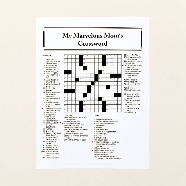 Uncommon Goods Personalized Crossword Print Crosswords