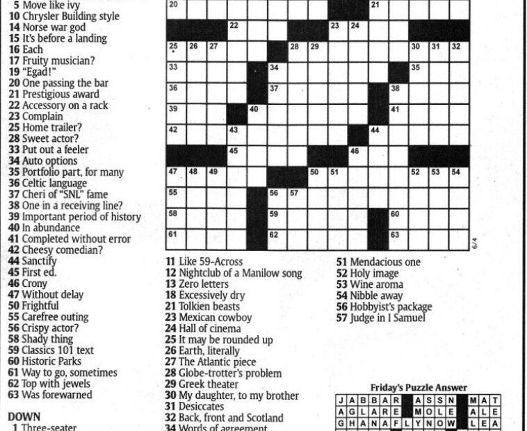 Usa Today Crossword Printable Version James Crossword Puzzles