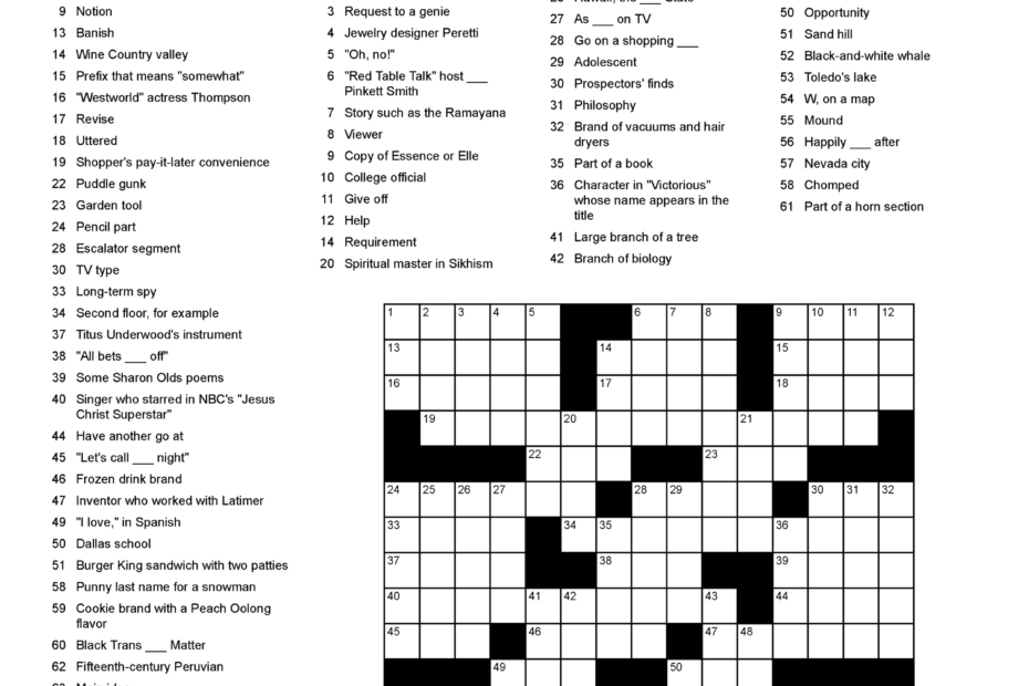 Usa Tody Crossword 61