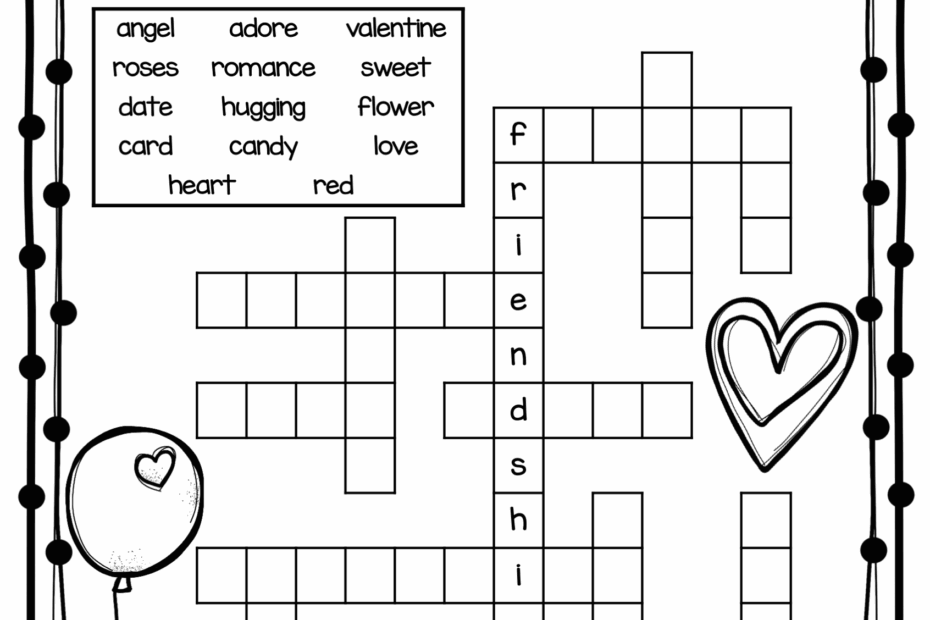 Valentine S Day Crossword Puzzle Printable Printable Word Searches