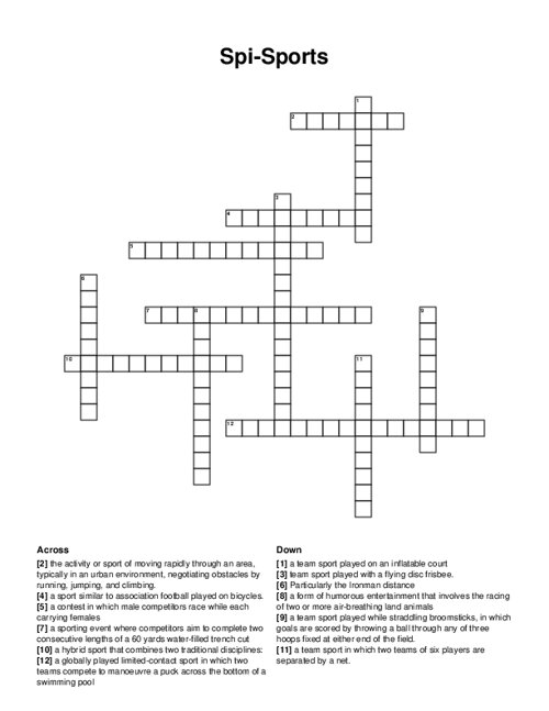 Volleyball Crossword Puzzle