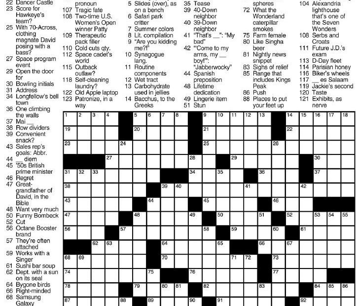 Washington Post Sunday Crossword Puzzle Printable Emma Crossword Puzzles
