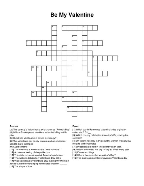 Wedding Crossword Puzzle