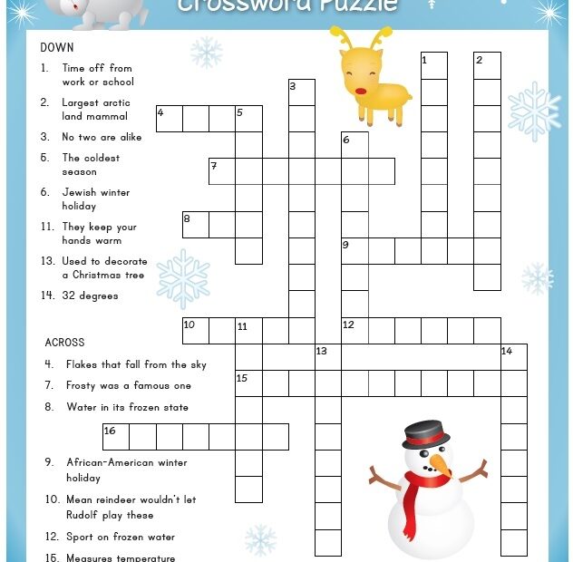 Winter Crossword Printable Printable Crossword Puzzles Online