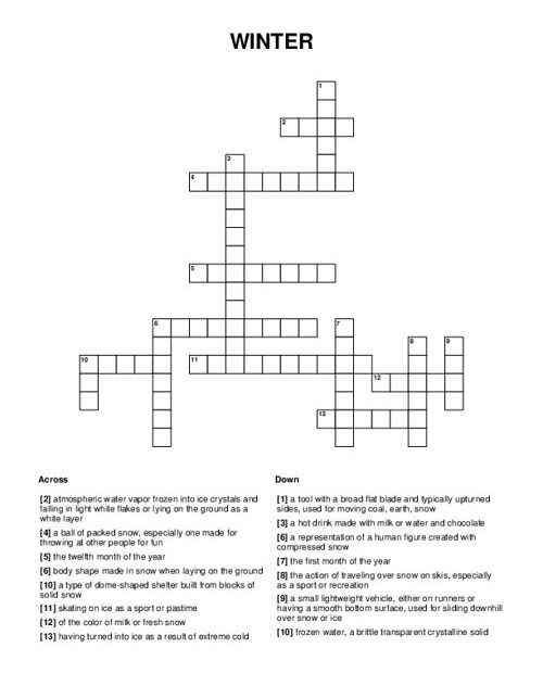 WINTER Crossword Puzzle