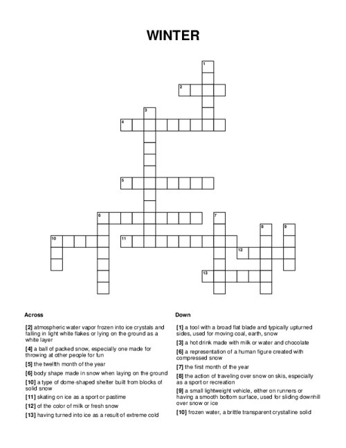 WINTER Crossword Puzzle