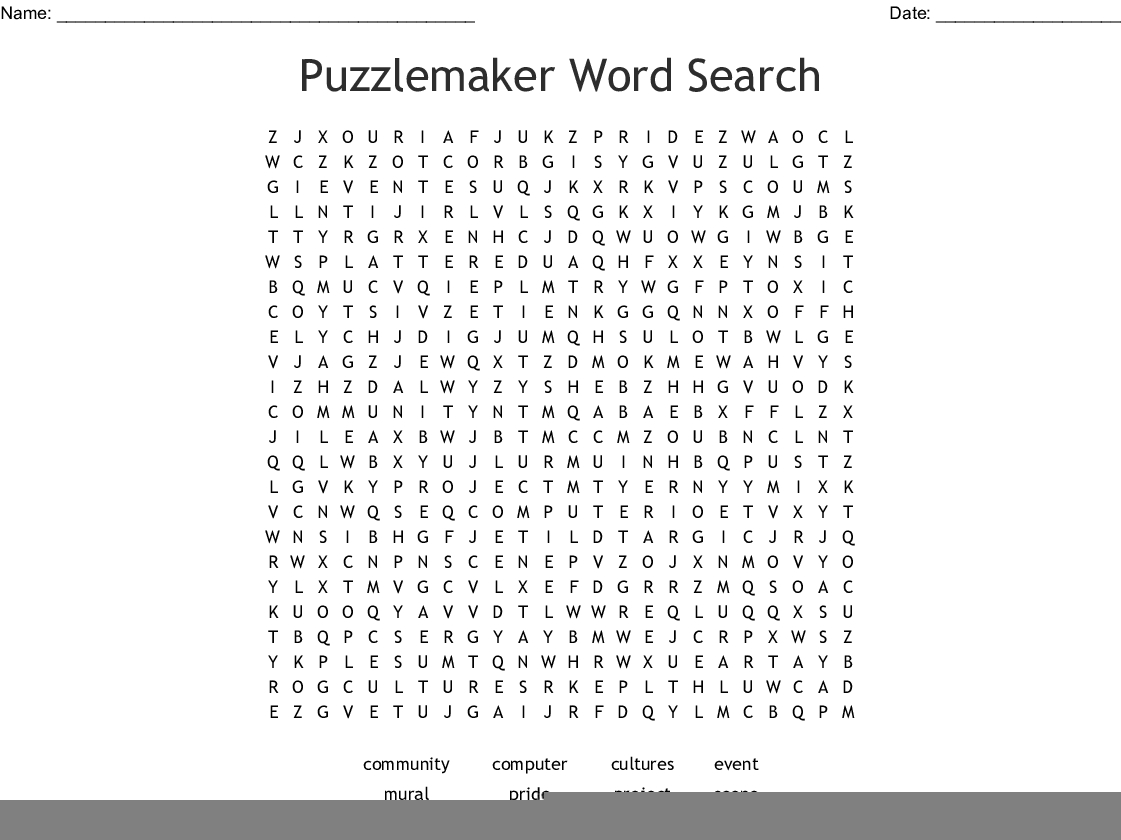 Word Search Puzzle Maker Printable